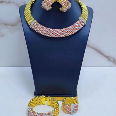 Luxury Two-Tone Woven Gold Jewelry Set