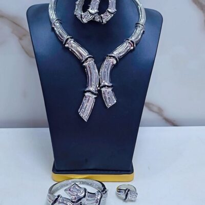 Luxury Silver Sculpted Statement Jewelry Set