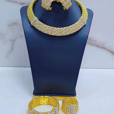 Luxury Dual-Tone Twisted Gold Jewelry Set