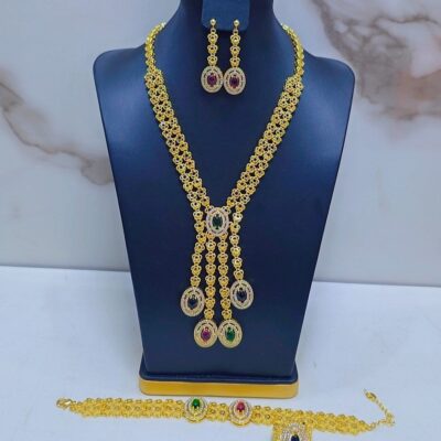 Luxury Gold Multicolor Drop Bridal Jewelry Set