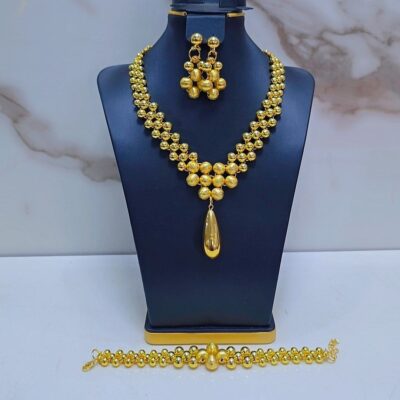 Luxury Gold Beaded Drop Bridal Jewelry Set