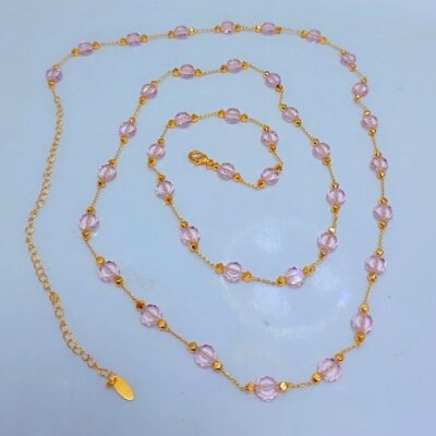 Luxury Pink Crystal Beaded Chain Set