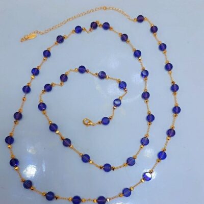 Luxury Sapphire Blue Beaded Chain Set