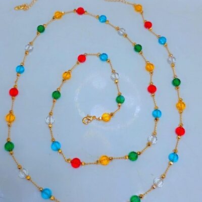 Luxury Multicolor Beaded Gold Chain Set