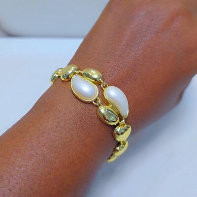 Luxury Pearl Accent Gold Bracelet