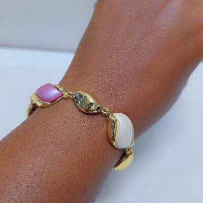 Luxury Dual-Tone Stone Link Bracelet