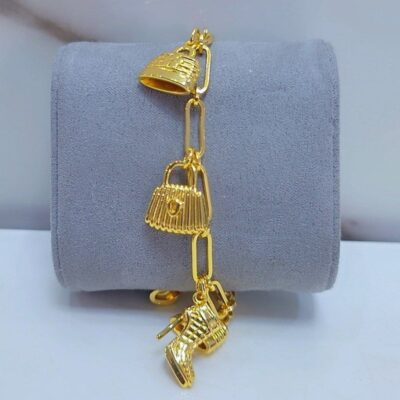 Luxury Gold Multi-Charm Link Bracelet