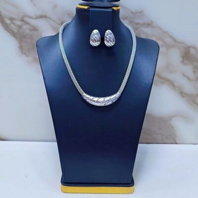 Luxury Silver Curved Minimal Jewelry Set