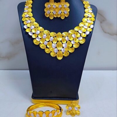 Luxury Gold Floral Statement Bridal Jewelry Set